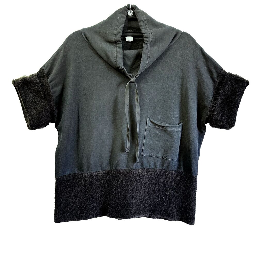DEHA Womens Cowl Neck Cotton/Mohair Sweater Sweatshirt Top Black Sz M Italy